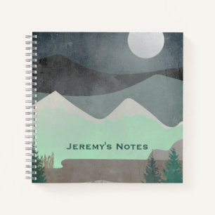 Modern Moon and Mountains Abstract Landscape Art Notebook