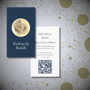 Modern Moon Crystal Ball Simple Tarot Reader Business Card