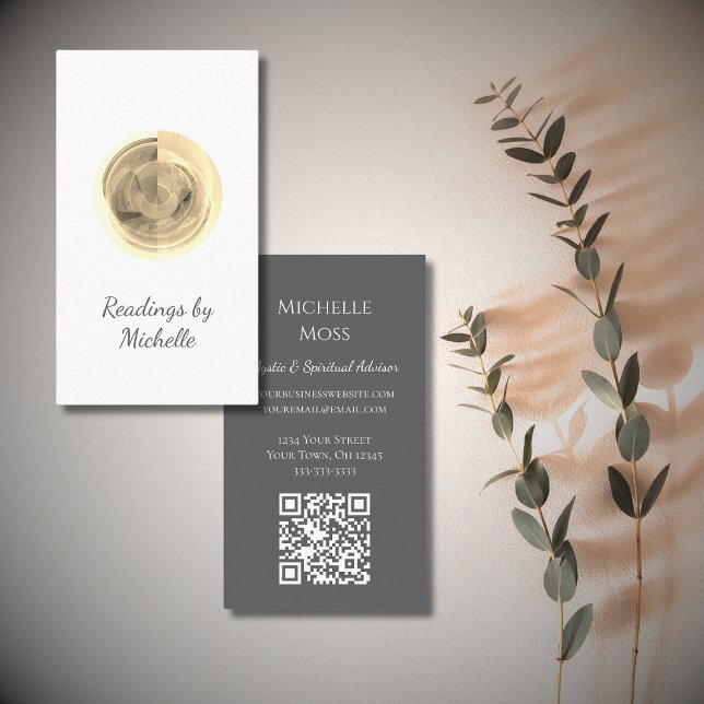 Modern Moon Crystal Ball Tarot Reader Simple Business Card (Creator Uploaded)