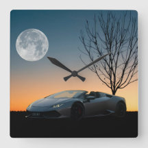 Modern Moon Night Wall Clock | Luxury Car