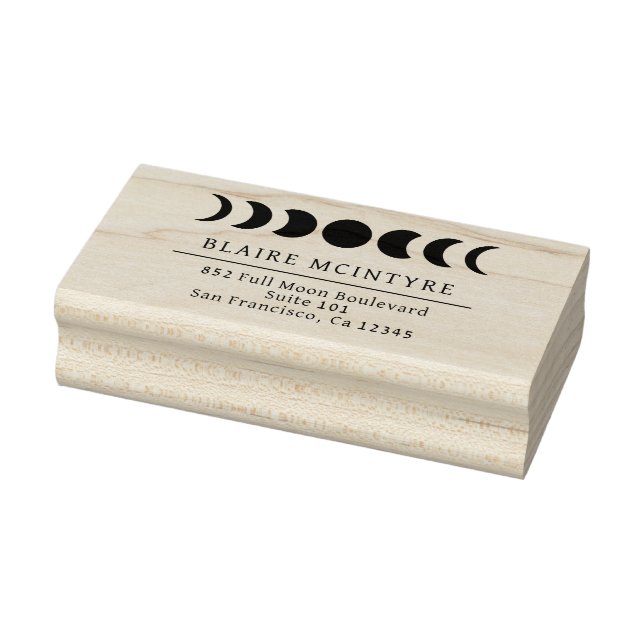 Modern Moon Phases Elegant Return Address Rubber Stamp (Stamp)