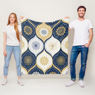 Modern Moroccan Geometric Seamless Pattern Fleece Blanket