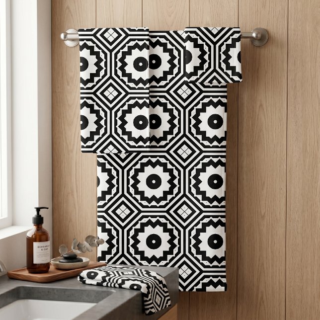 Modern Moroccan Motifs Geometric Pattern Bath Towel Set (Creator Uploaded)