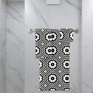 Modern Moroccan Motifs Geometric Pattern Bath Towel Set