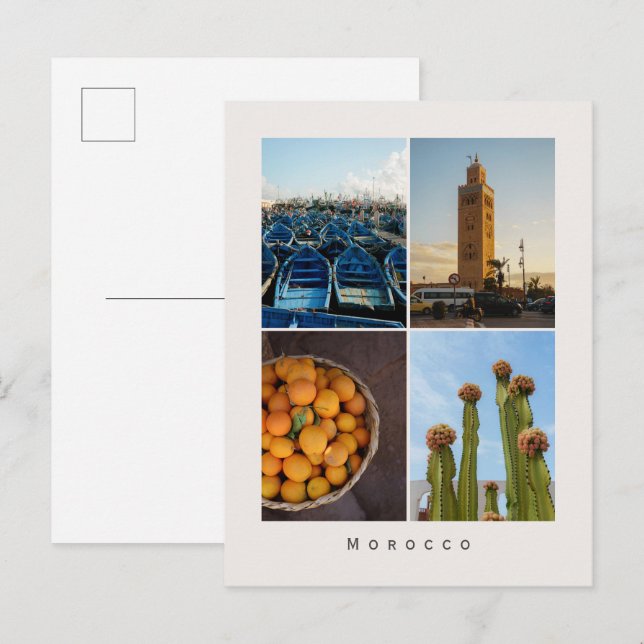 Modern Morocco Travel Collage Postcard (Front/Back)