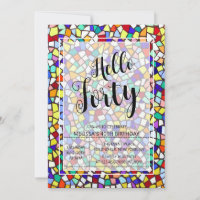 Modern Mosaic Colourful Hello Forty 40th Birthday