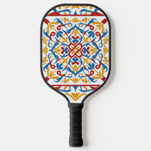 modern mosaic, Mandala-Pattern Pickleball Paddle