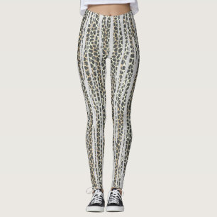 Modern Mosaic Striped Animal Print Leggings