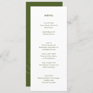 Modern Moss Green Botanical Floral Wedding Menu