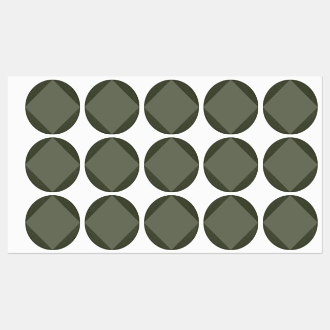 Modern Moss Green Diamond Circle Stickers Labels (Sheet)