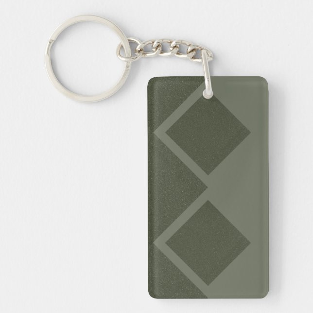 Modern Moss Green Diamond Keychain – Customisable (Front)