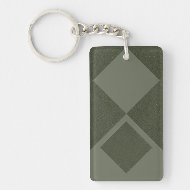 Modern Moss Green Diamond Keychain – Customisable (Front)