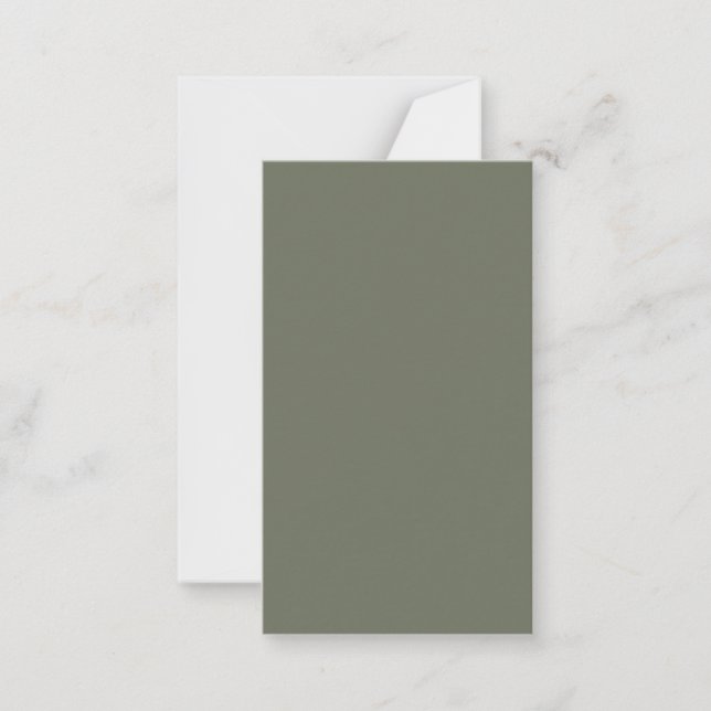 Modern Moss Green Flat Note Card – Customisable (Front)