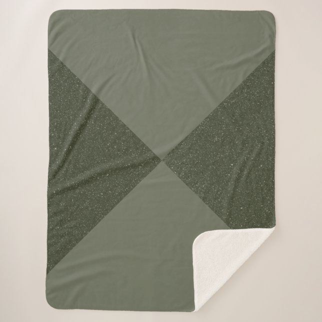 Modern Moss Green Split Sherpa Blanket (Front)