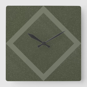 Modern Moss Green Wall Clock with Geometric Frame