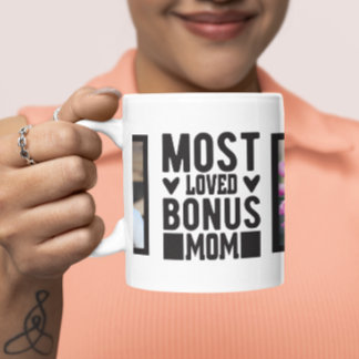 Modern Most Loved Bonus Mum Two Photo Stepmom Mug
