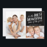 Modern Most Wonderful Holiday Two Photo Card<br><div class="desc">It truly is the "most wonderful time of the year" with this fun, modern design that features a two photo collage of your family on the front with a casual and contemporary mix of hand lettered typography. On the back, a coordinating chevron pattern background has more space for customising with...</div>