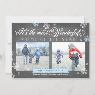 Modern Most Wonderful Time Holiday Chalkboard Card