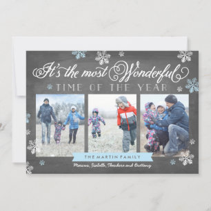 Modern Most Wonderful Time Holiday Chalkboard Card