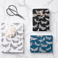 Modern Moth Pattern Elegant Chic Neutral Gift 