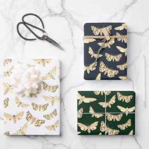 Modern Moth Pattern Elegant Chic Neutral Gift Wrapping Paper Sheet