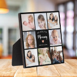 Modern Mother 8 Photo Collage Elegant Script  Plaque<br><div class="desc">This 8-photo collage pink modern plaque features the heartfelt message, "We love you mummy" in elegant script typography and a simple heart. An ideal gift for your mum on Mother's day, Christmas or her birthday. It can be personalised with 8 family photos and your own message and names, transforming it...</div>