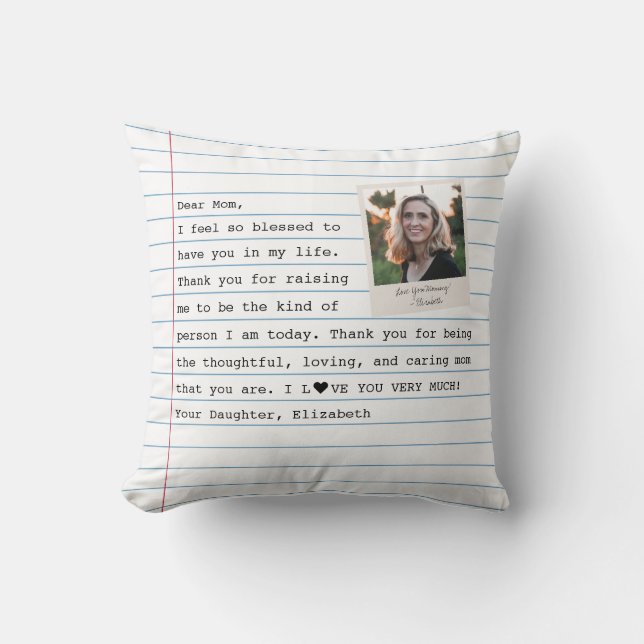 Modern Mother Mum Photo Notebook Letter Message Cushion (Front)