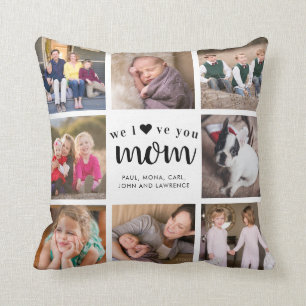Modern Mother's Day Love Mom Family Photo Collage Cushion