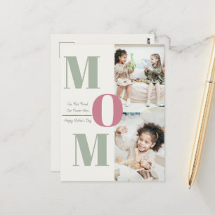 Modern Mother's Day Photo Collag MOM Letters Postcard
