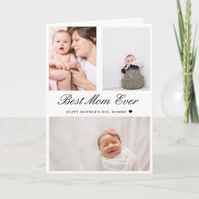 Modern Mother's Day Photo Collage Folded Card (Front)