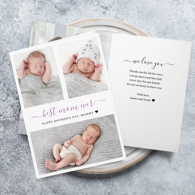 Modern Mother's Day Photo Collage Folded Card (Modern Mother's Day Photo Collage Folded Card)