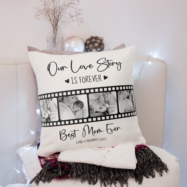 Modern Mothers Day Photo Collage Throw Pill Cushion (Creator Uploaded)