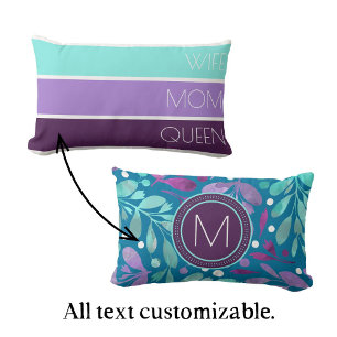 Modern Mother's Day Typography and Floral Lumbar Cushion