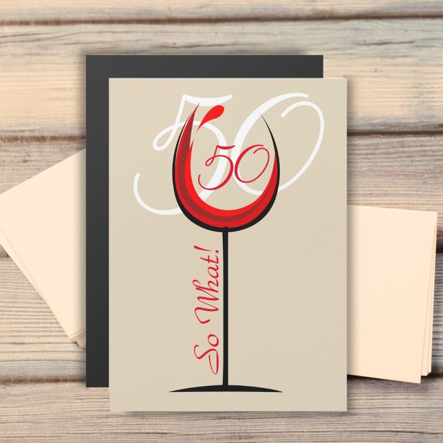 Modern Motivational Red Wine Glass 50th Birthday (Creator Uploaded)