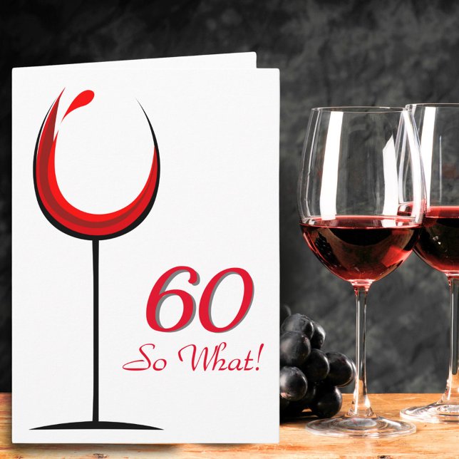 Modern Motivational Red Wine Glass 60th Birthday Card (Creator Uploaded)