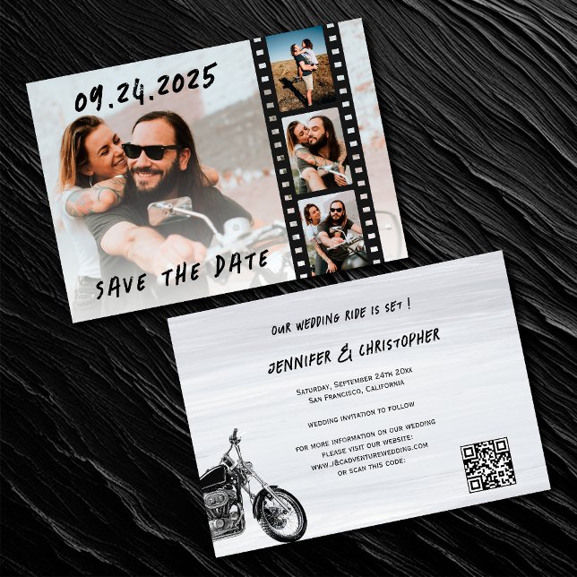 Modern Motorcycle Adventure Wedding Photos Save The Date (Creator Uploaded)