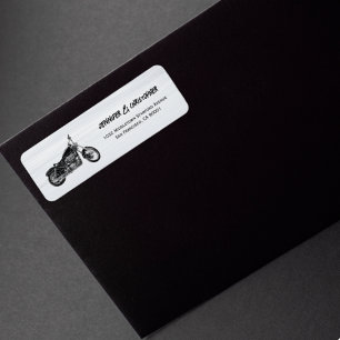 Modern Motorcycle Biker Wedding Return address