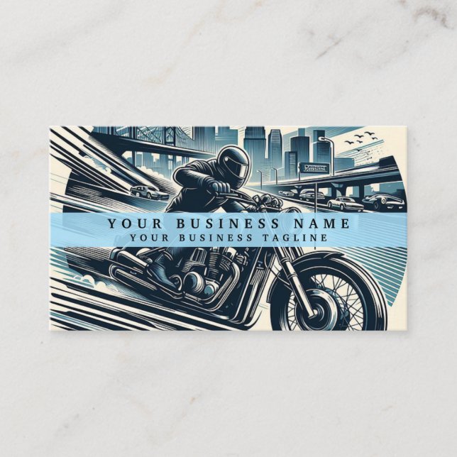 Modern Motorcycle Motorcross Biker Business Card (Front)