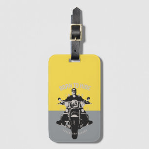 Modern Motorcycle Rider Colorblock Art Luggage Tag