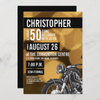 Modern Motorcycle theme 50th birthday Golden