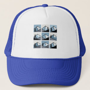 Modern Mountain Grid Trucker Hat