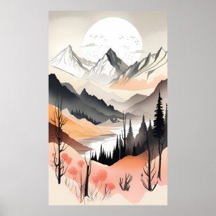 Modern Mountain Landscape Poster