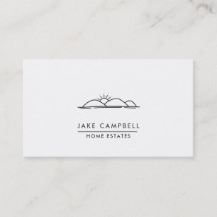 Modern Mountain Landscape Sun Business Card