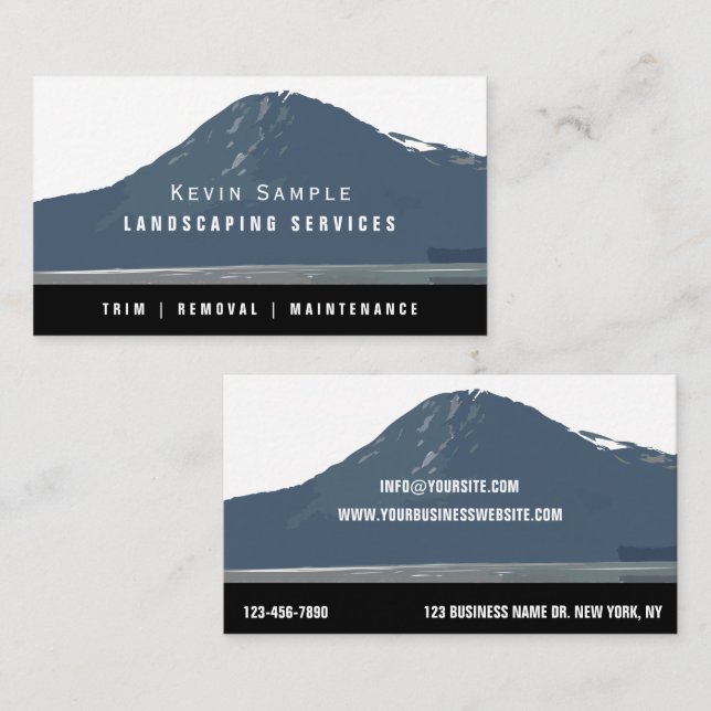 Modern Mountain Landscaping Service Brand Business Card (Front/Back)