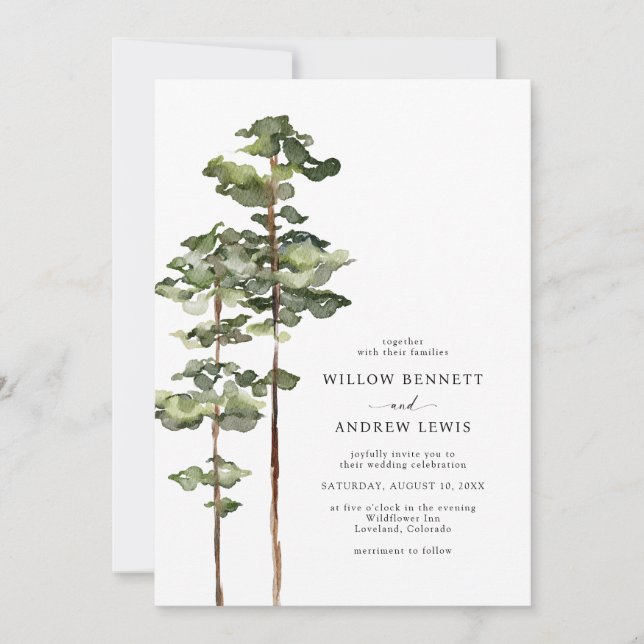Modern Mountain Wedding Invitation (Front)