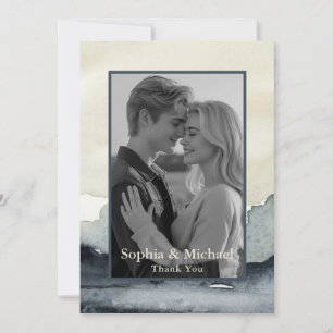 Modern Mountain Wedding Thank You Card Watercolor