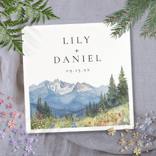 Modern Mountain Wildflower Wedding Napkin