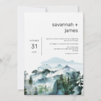 Modern Mountains Pine trees Minimalist Wedding