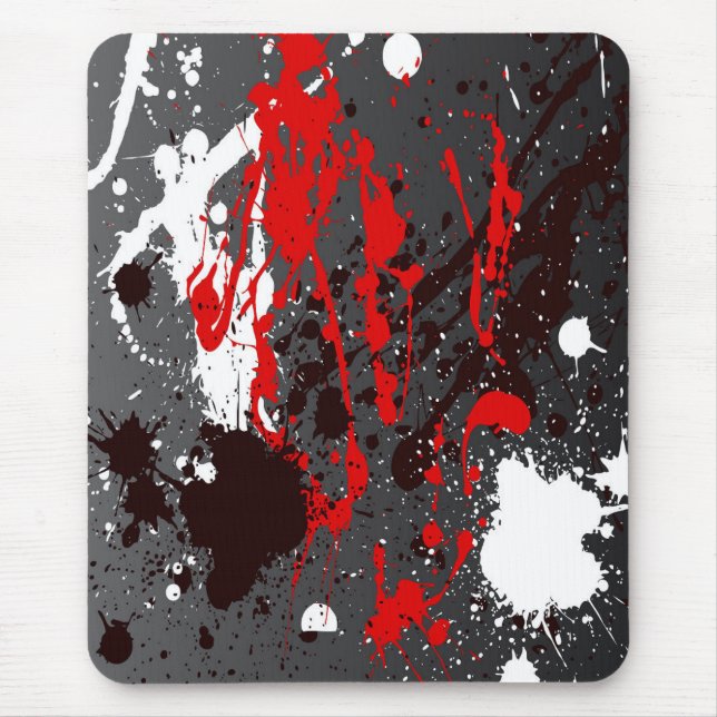 Modern mousepad, abstract, black, red, grey, white mouse pad (Front)