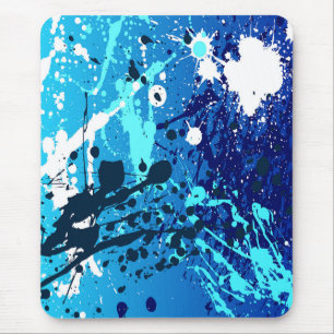 Modern mousepad, abstract, sprayed, blue, white mouse pad